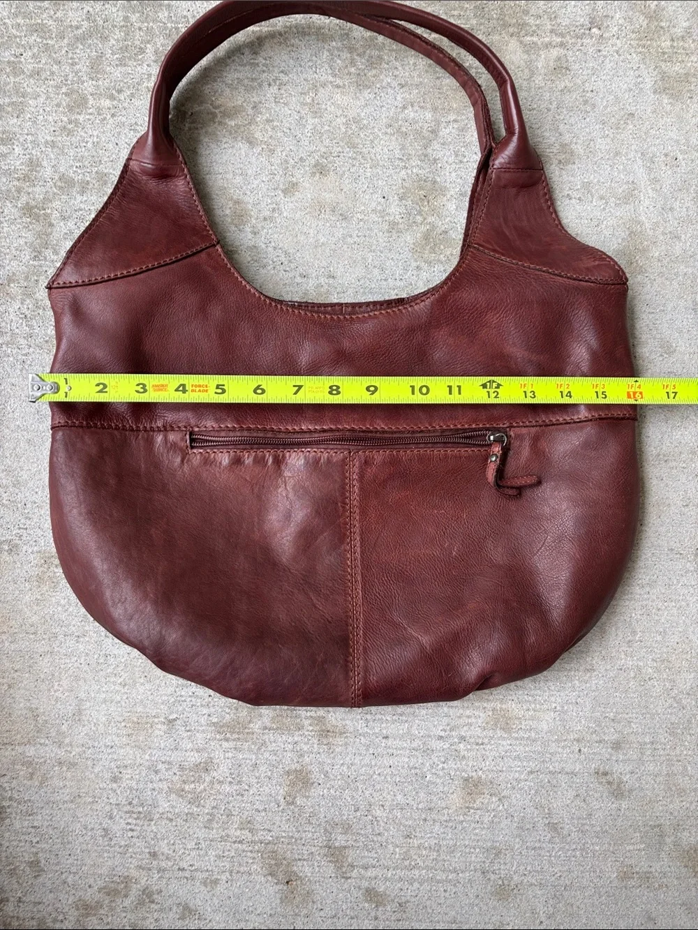 Zoa Braided-Trim Leather Hobo Bag in Deep Rust